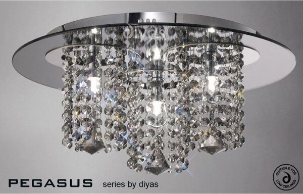 Diyas IL31466 Pegasus Crystal Flush Ceiling Light