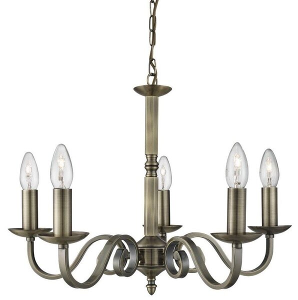 Searchlight 1505-5AB Richmond Multi Arm Ceiling Light Antique Brass Finish