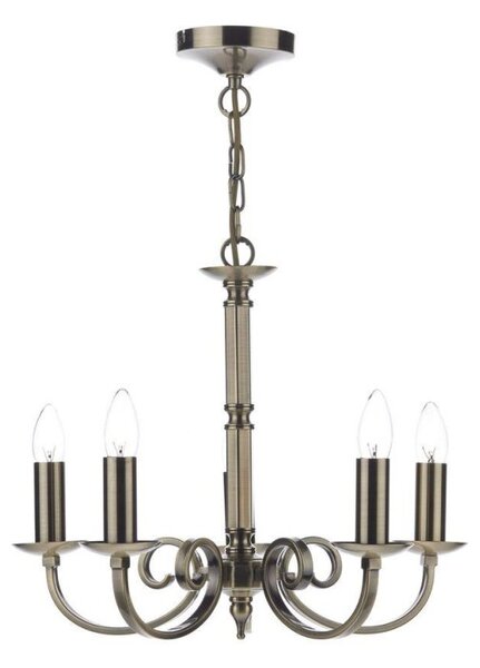 Dar MUR0575 Murray 5 Light Antique Brass Ceiling Pendant