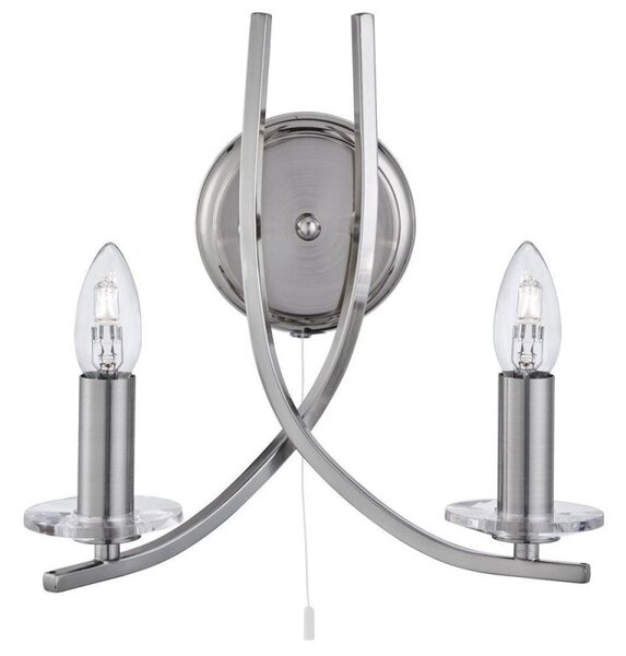 Searchlight 4162-2SS Ascona 2 Light Wall Light in Satin Silver