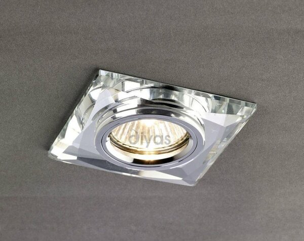 Diyas IL30812CH Clear Crystal Recessed Chamfered Square Downlight Fascia