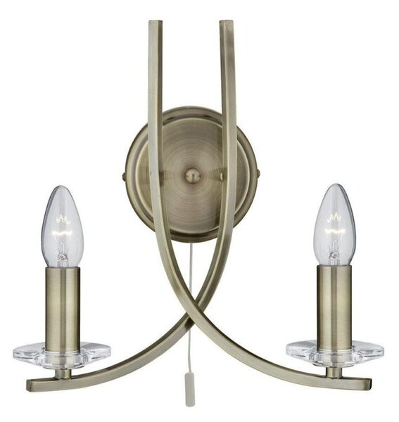 Searchlight 4162-2AB Ascona 2 Light Wall Light in Antique Brass