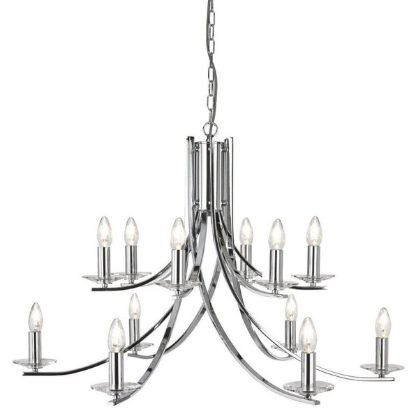 Searchlight 41612-12CC Ascona 12 Light Multi Arm Ceiling Light Polished Chrome