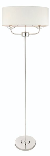 Endon 60803 Nixon Floor Lamp in Nickel with White Silk Shade