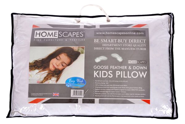 Homescapes Kids Goose Feather & Down 40 x 60 cm Toddler Pillow