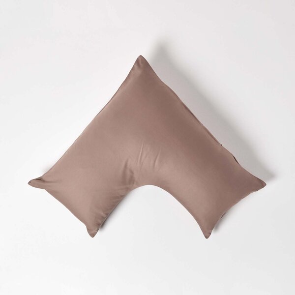 Homescapes Brown V Shaped Pillowcase Organic Cotton 400 Thread Count