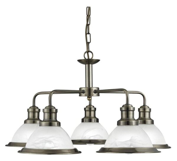 Searchlight 1595-5AB Bistro 5 way Ceiling Pendant Light Antique Brass