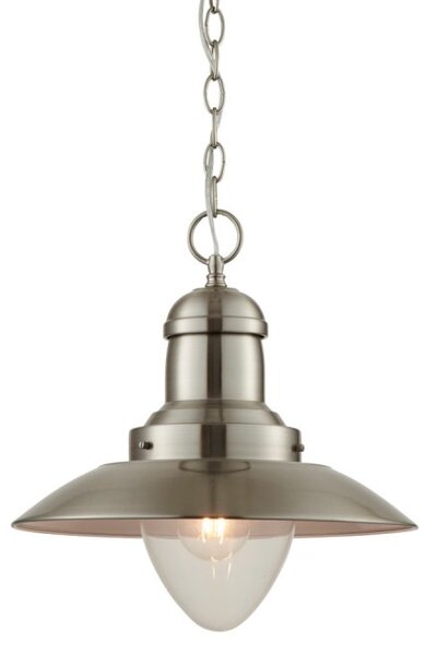 Endon 60799 Mendip Industrial Fisherman Ceiling Pendant Light in Satin Nickel Finish
