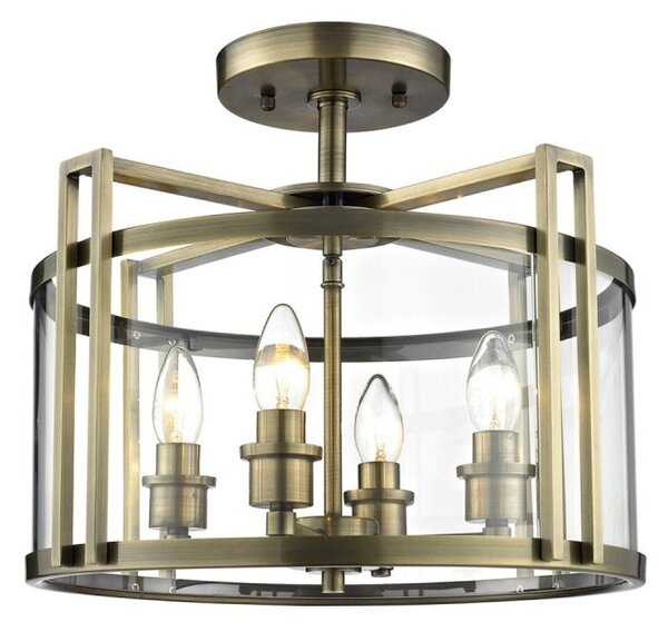 Diyas IL31091 Eaton 4 Light Ceiling Lantern in Antique Brass