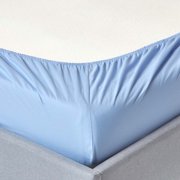 Homescapes Blue Egyptian Cotton Fitted Sheet 200 TC, Single