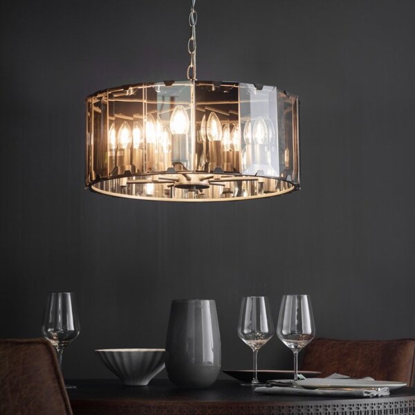 Endon Clooney 61294 Ceiling Pendant Light with Smoked Glass Panels