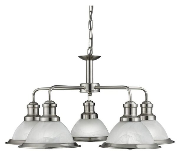 Searchlight 1595-5SS Bistro 5 Light Ceiling Pendant Light Silver