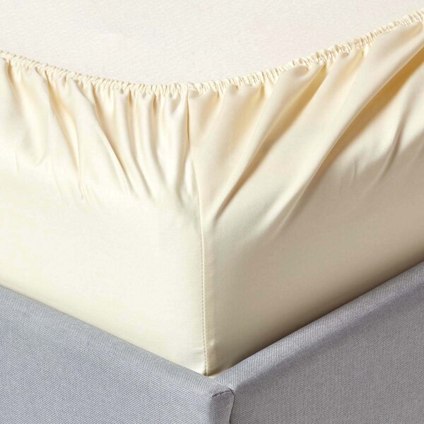 Homescapes Cream Egyptian Cotton Fitted Sheet 1000 TC, Single