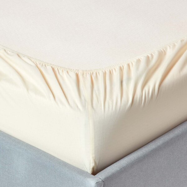 Homescapes Cream Egyptian Cotton Fitted Sheet 200 TC, Single