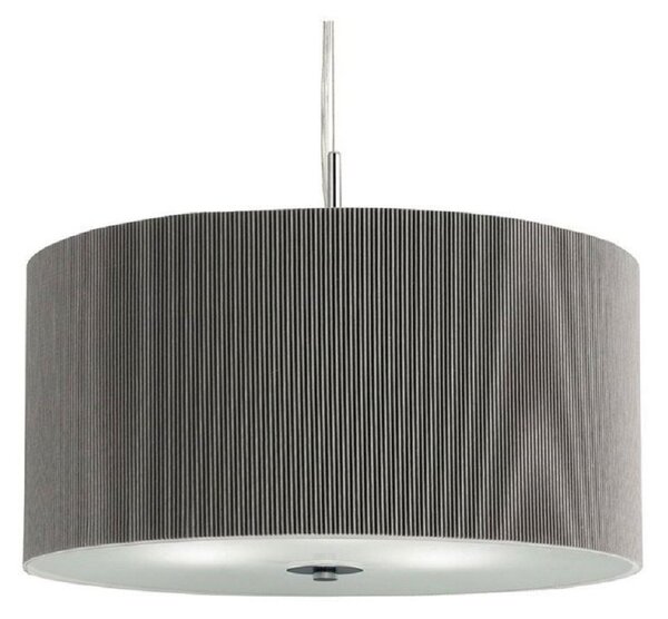 Searchlight 2356-60SI Drum Pleat 3 Light Ceiling Pendant In Chrome With Silver Shade - Dia: 600mm