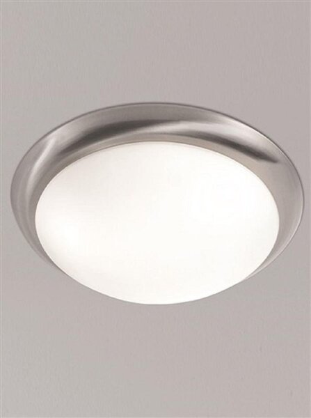 Franklite CF5760 Small Flush Ceiling Light In Satin Nickel With Matt White Glass - Diameter: 335mm