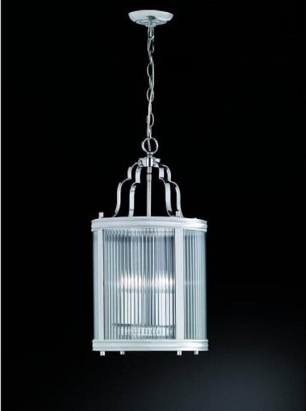 L7017 Grosvenor 4 Light Ceiling Lantern Pendant In Chrome With Clear Reeded Glass Panels