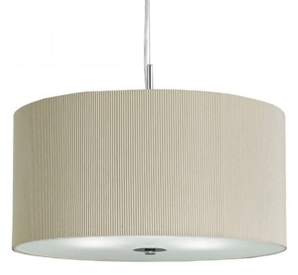 Searchlight 2356-60CR Drum Pleat 3 Light Ceiling Pendant In Chrome With Cream Shade - Dia: 600mm