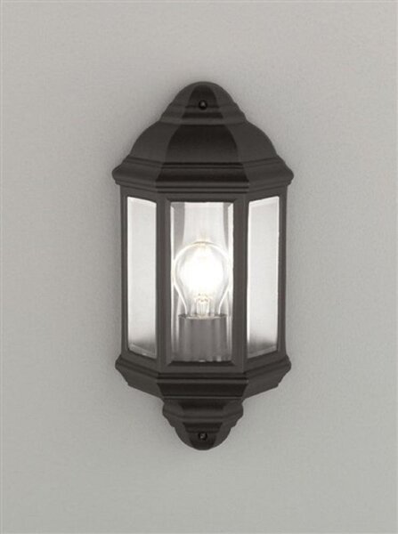 OUT6613 Matt Black Flush Wall Light With Clear Glass Panels