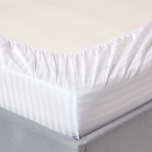 White Egyptian Cotton Satin Stripe Fitted Sheet 330 TC, Single