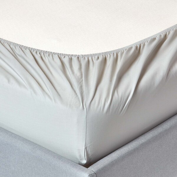 Homescapes Silver Grey Egyptian Cotton Fitted Sheet 200 TC, Single