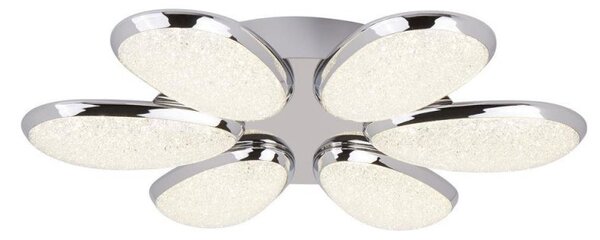 Searchlight 6216-6CC Lori Six Light Semi Flush LED Ceiling Light In Chrome With Crushed Ice Effect