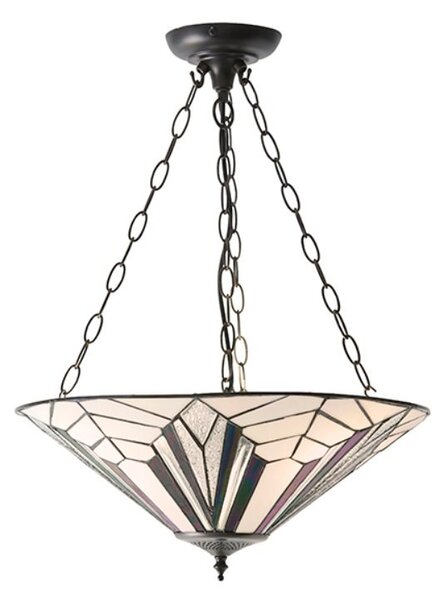 Interiors 1900 63936 Astoria Tiffany Large Inverted 3 Light Ceiling Pendant Light With Shade