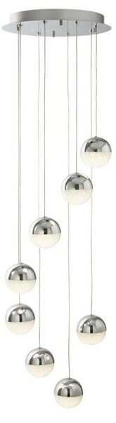 Searchlight 5848-8CC Marbles Eight Light Cluster Ceiling Pendant Light In Chrome With Crushed Ice Glass