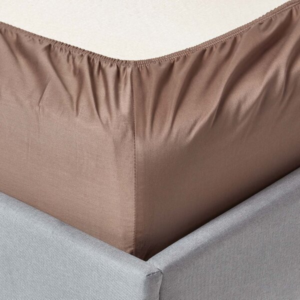 Homescapes Brown Organic Cotton Fitted Sheet 400 Thread count, Single