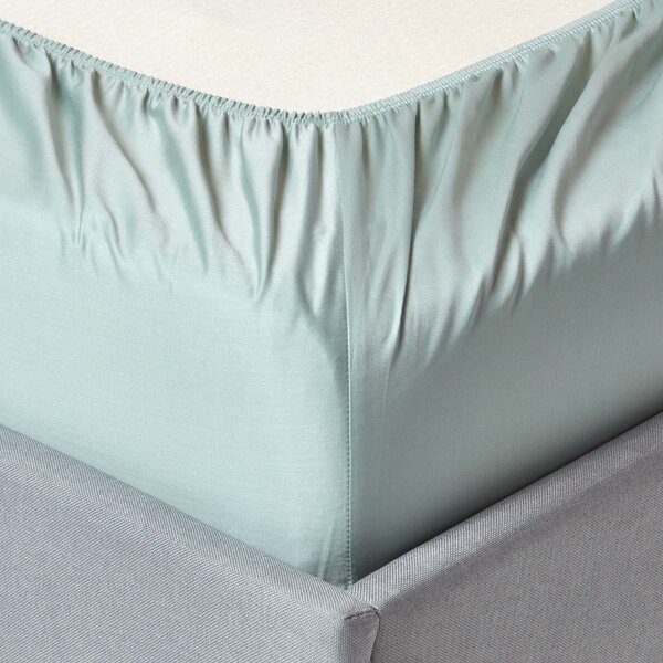 Duck Egg Blue Organic Cotton Fitted Sheet 400 Thread count, Single