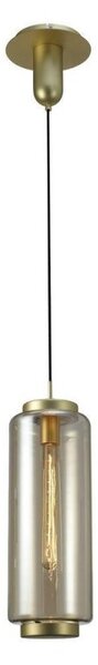 Mantra M6198 Jarras 1 Light Tall Small Ceiling Pendant Light In Matt Gold And Cognac - H: 530mm