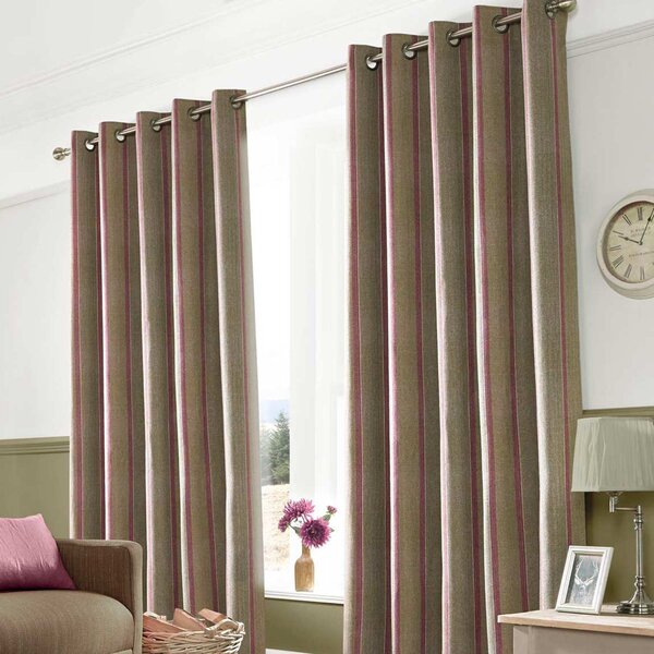 Ashley Wilde Mulberry 'Downton' Modern Striped Curtains Fully Lined Eyelet Style, 90x54"