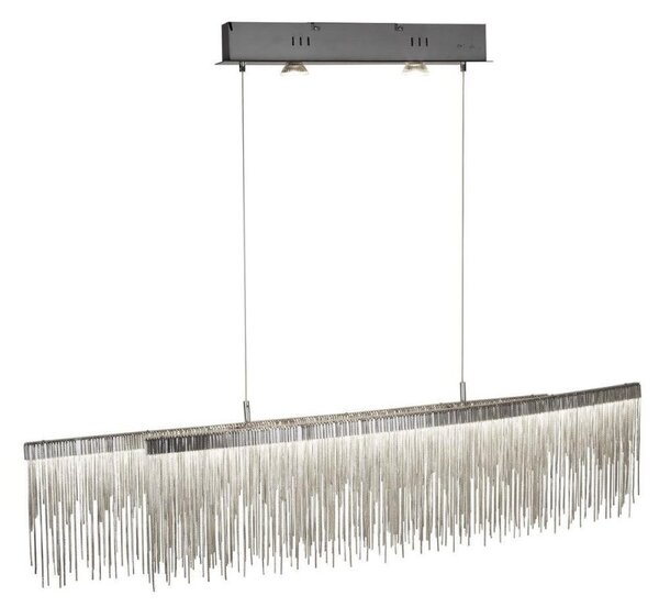 Searchlight 6061SS Memphis Long Ceiling Pendant Light In Satin Silver With Metal Fringe Shade