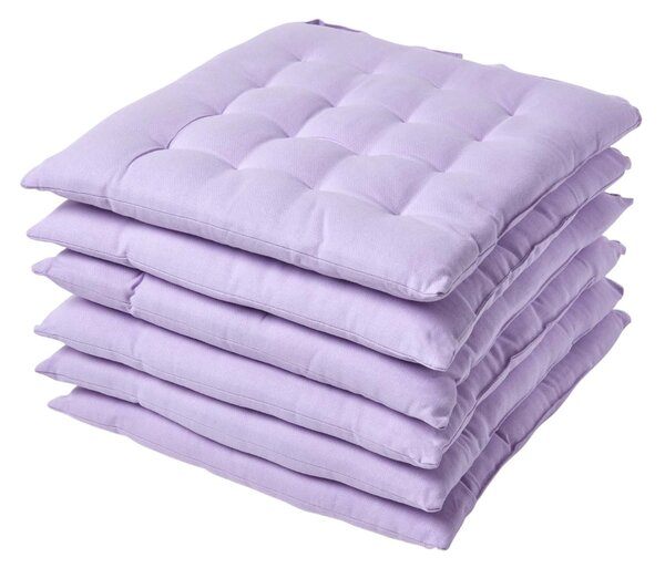 Mauve Plain Seat Pad with Straps 100% Cotton 40 x 40 cm, Set of 6