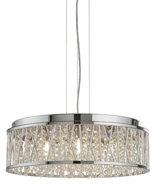 Searchlight 8337-7CC Elise Seven Light Ceiling Pendant Light In Chrome With Crystal Glass