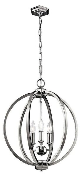 FE/CORINNE/3P/M Corinne 3 Light Medium Ceiling Pendant Light In Polished Nickel - Dia: 527mm
