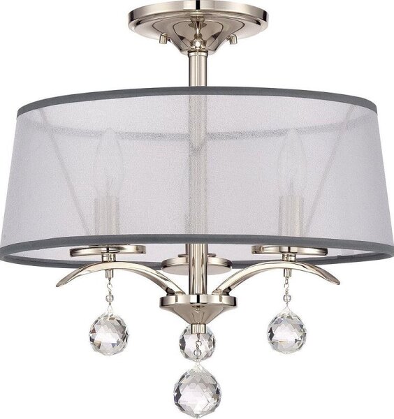 Elstead QZ/WHITNEY/SF Whitney 3 Light Pendant/Semi Flush Ceiling Light In Imperial Silver