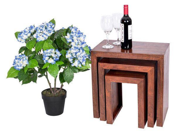 Homescapes Artificial Blue Hydrangea in Black Pot, 70 cm