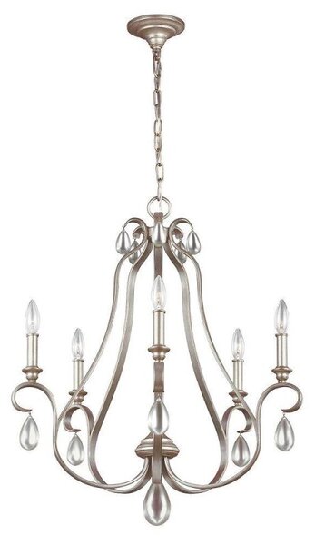 FE/DEWITT5 Dewitt 5 Light Ceiling Chandelier Light In Sunrise Silver