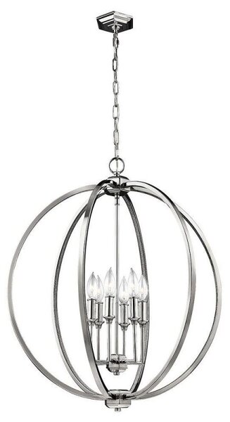 FE/CORINNE/6/P/L Corinne 6 Light Ceiling Pendant Light In Polished Nickel - Dia: 622mm