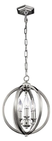 FE/CORINNE/3/P/S Corinne 3 Light Small Ceiling Pendant Light In Polished Nickel - Dia: 286mm