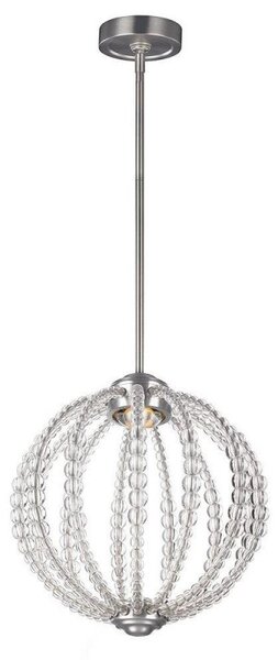 FE/OBERLIN/P/S Oberlin 1 Light Small LED Ceiling Pendant Light In Satin Nickel - Dia: 352mm