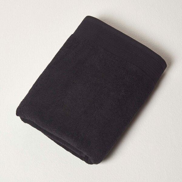 Homescapes Black Supreme Bath Towel 700 GSM Egyptian Cotton