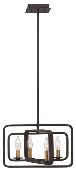 HK/QUENTIN/4/P/A Quentin 4 Light Ceiling Pendant/Semi Flush Rectangular Light In Bronze