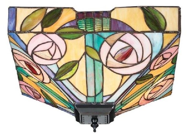 Interiors 1900 70699 Willow Tiffany Medium 2 Light Flush Ceiling Light In Bronze