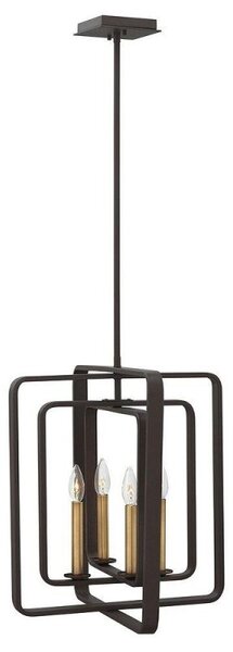 HK/QUENTIN/4/P/B Quentin 4 Light Square Ceiling Pendant Light In Buckeye Bronze