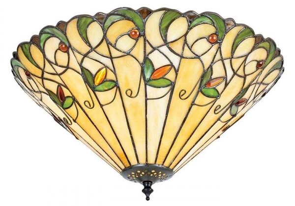 Interiors 1900 70706 Jamelia Tiffany Large 2 Light Flush Ceiling Light In Dark Bronze