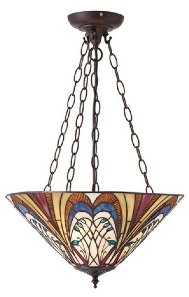 Interiors 1900 70750 Hector Tiffany Medium Inverted 3 Light Ceiling Pendant In Dark Bronze