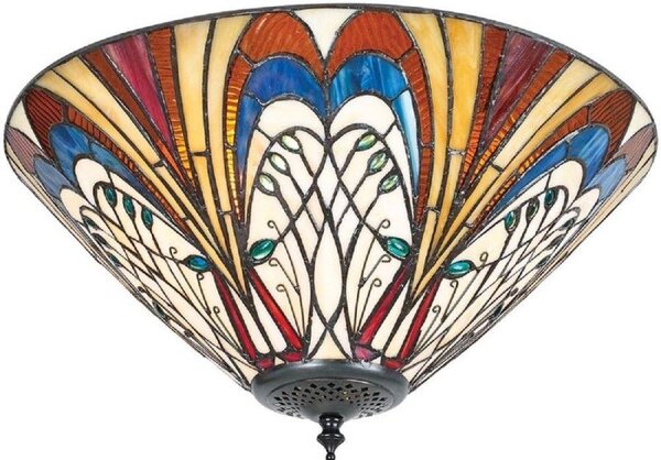 Interiors 1900 70241 Hector Tiffany Medium 2 Light Flush Ceiling Light In Dark Bronze