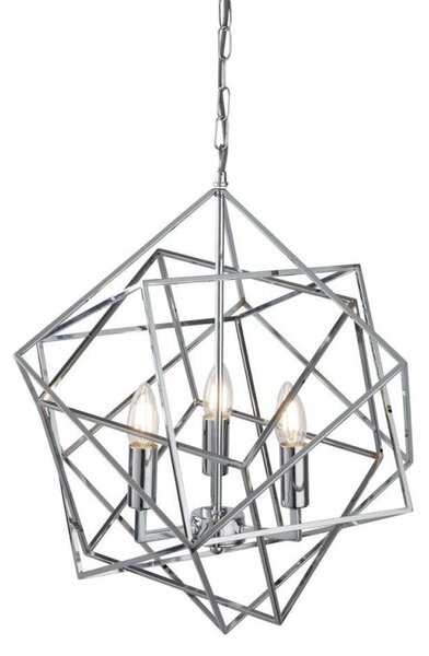 Searchlight 7863-3CC Cube Three Light Ceiling Pendant Light In Chrome